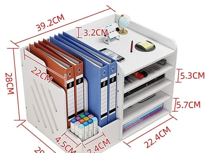 White Desktop Organizer Multipurpose Desk Document File Tray Organizer ...