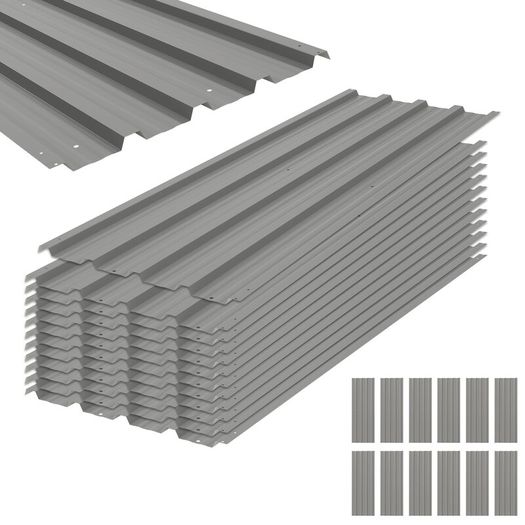 Set of 12 Corrugated Steel Roof Sheet Panels
