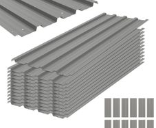 Set of 12 Corrugated Steel Roof Sheet Panels