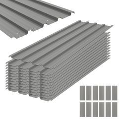 Set of 12 Corrugated Steel Roof Sheet Panels