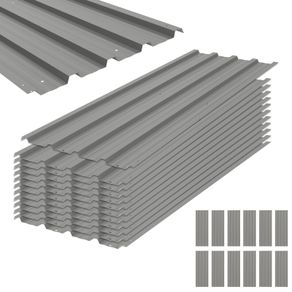 Set of 12 Corrugated Steel Roof Sheet Panels