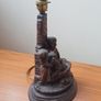Vintage resin table lamp (kids bathing a dog) bronze finish 31cm height Image 4