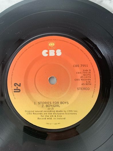 U2 - Three - 7" Vinyl CBS 7951 Irish Sunburst Label 1979