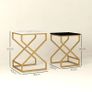 Set of 2 Marble-Effect Nesting Tables, Modern Space-Saving Side Tables for Living Room & Bedroom Image 2