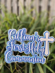 Custom personalised cake topper for communion makes lovely keepsake and present
