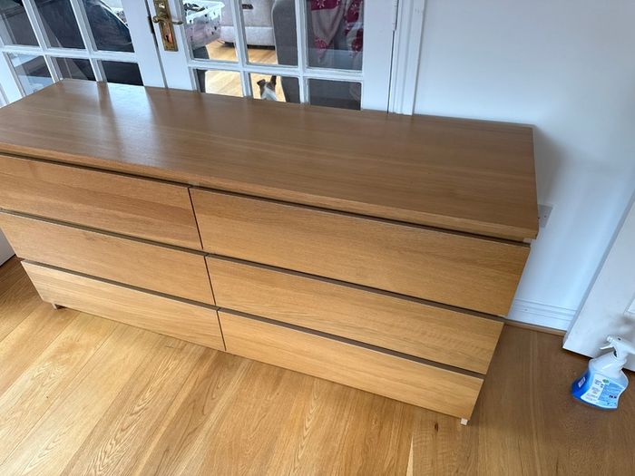 IKEA MALM 6-Drawer Chest of Drawers (Oak Finish)
