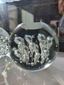 3 x cylindrical glass candle holders