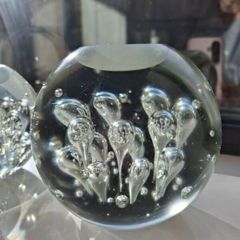3 x cylindrical glass candle holders