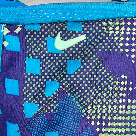 Nike Blue Purple Yellow Geometric Pattern Duffel Gym Bag - Vintage