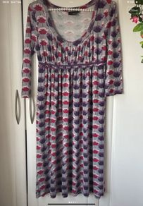 dress next size 10 empire neckline grey patterned dress
