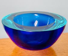 Mid Century Sommerso Murano Glass bowl Flavio Poli