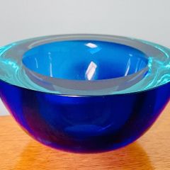 Mid Century Sommerso Murano Glass bowl Flavio Poli