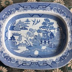 Large Staffordshire Willow pattern platter.