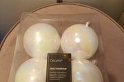 4 pearl white snowy christmas shatterproof baubles
