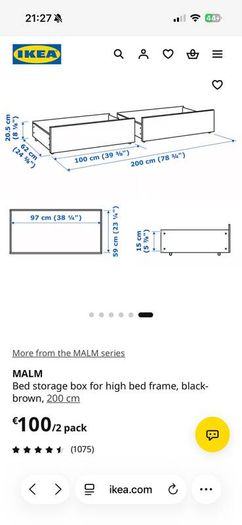 Malm underbed storage 1 drawer