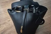 Small real leather picotin style bag