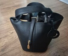 Small real leather picotin style bag