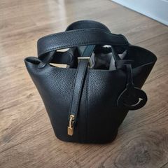 Small real leather picotin style bag