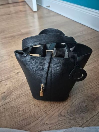 Small real leather picotin style bag