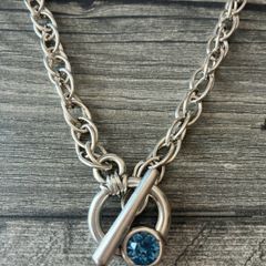 Antique silver plated toggle necklace
