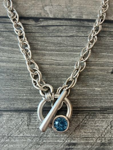 Antique silver plated toggle necklace