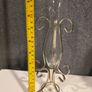Pair of Vintage Glass Bud Vases with Gold Metal Scroll Stands Image 3