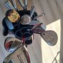 golf clubs, trolley and bag Image 2