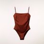 zara straight neck swimsuit brown Image 2