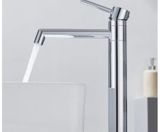 Chrome High Rise Bathroom Sink Faucet, 360 Swivel Bathroom Faucet for Raised Sinks