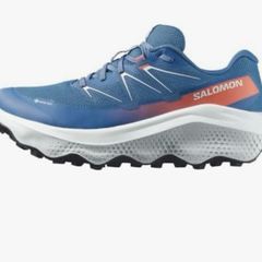 Two pairs of Salomon Ultra Flow 2 Gore-Tex, Men's Versatile Trail Running Waterproof Shoes for Comfort, Good for Hiking and Trail Running on Outdoor Adventures, 2025 GTX Dark Blue Ballad Blue Cherry Tomato