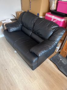 black leather sofa
