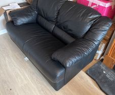 black leather sofa