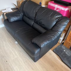 black leather sofa