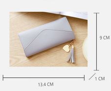 Women Leather Envelope Clutch Wallet Long Card Holder Purse Bag Handbag Gray
