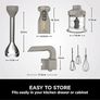 Foodi 3-in-1 Hand Blender, Hand Mixer & Chopper with Gradual Start, 2 Blending and 5 Mixing Speeds to Chop, Mix, Knead, Blend and more, Dishwasher Safe Parts, 850W, Stone Gold Image 10