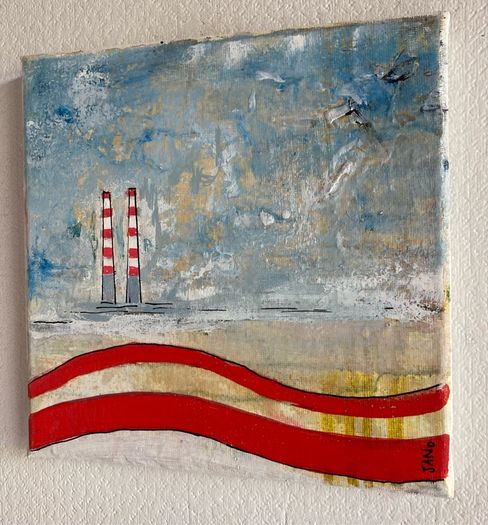 Original Abstract Painting Painting of Poolbeg chimneys Dublin Contemporary Art Original Art Modern Irish abstract art