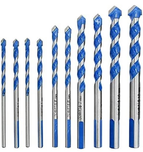10Pcs Tungsten Carbide Masonry Drill Bit Set for Metal Steel Porcelain Ceramic Tile Concrete Brick Plastic Wood 6 8 10 12mm (FREE POSTAGE)