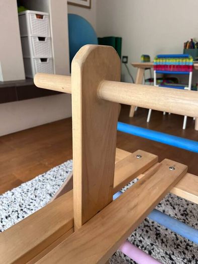 2-in-1 Wooden See-Saw & Climbing Arch