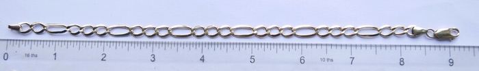 Vintage sold 9K Yellow Gold 375 Figaro Chain Bracelet length 9,2" - 6,5g