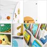 Children's Room Shelf, Toy Organiser, Bookcase for Children, Multifunctional Shelf with 2 Storage Boxes, Outer Space Stickers for Kids Bedroom, White Image 2