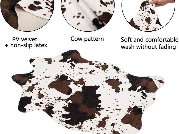 SALE | Zebra Pattern Print Artificial Rug Zebra Pattern Faux Fur Skin Leather Bathroom Anti-Slip Mat Animal Print Carpet for Home Area Rug Living Room Area Rug Bedroom Cow 75x110cm