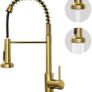 Gold Kitchen Mixer Tap with Pull-Out Spray, 2-Function Spring Faucet, 360 Swivel High-Arc Design, Hot & Cold Water Image 7