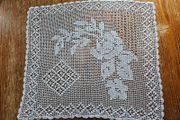 Filet Crochet Lace Square Doily
