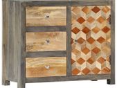 Side Cabinet Grey 75x30x60 cm Solid Mango Wood