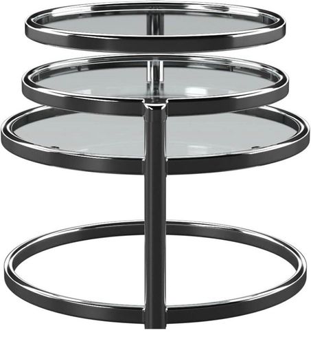 Eterntity Glass Coffee Table Frames with Swivel Motion, Chrome/Clear, 58x50x43 cm (FREE POSTAGE)