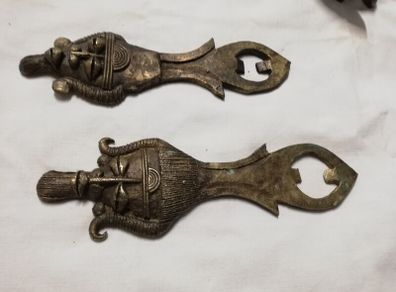 Vintage 2 Heavy Brass Bottle opener African mask 8