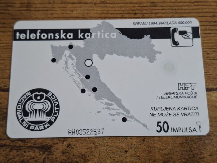 Croatia Phonecard "Plitvice National Park", used, 1994, 50 Units - free standard postage