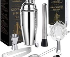FREE EXPRESS SHIPPING Cocktail Making Set, 9Pcs Stainless Steel Bartender Kit Professional Cocktail Shaker Set with 750ML Boston Shaker for Home, Bar, Party
