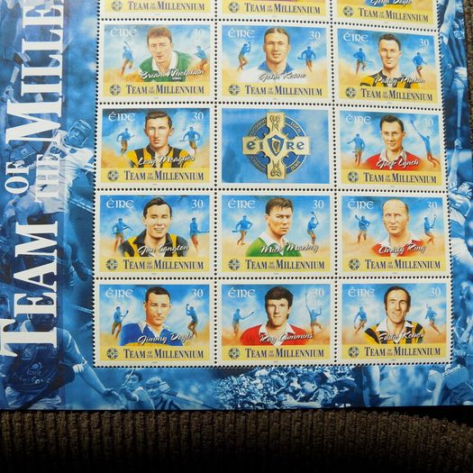 Ireland 2000.Stamp Sheet.Hurling Team of the Millenium.Inc Jack Lynch and Christy Ring.Full set of 15 Players.MNH.