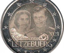 Luxembourg 2 Euro Commemorative Coin 2021 - 40th Anniversary - Wedding of Henri and Maria Teresa. Photo Version. Uncirculated.